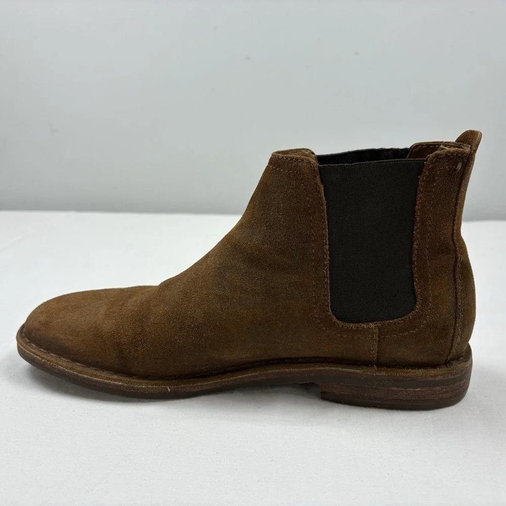 H S Trask Britton Chelsea Waxed Suede Boots 8M  Brown Vibram Soles EUC